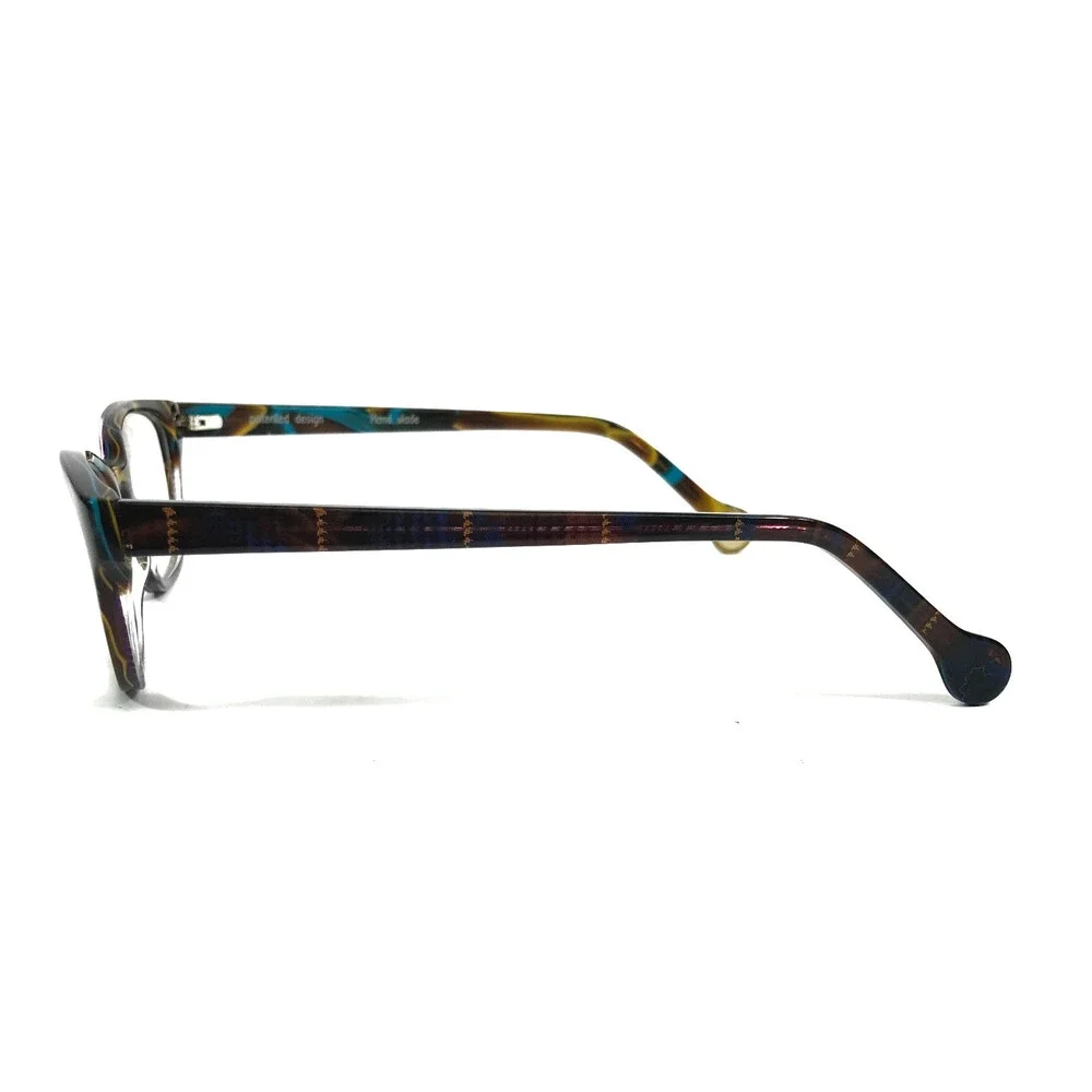 BOZ Eyeglasses Frames VANINA 7323 Brown Plaid Blue Yellow Marble 52-16-145